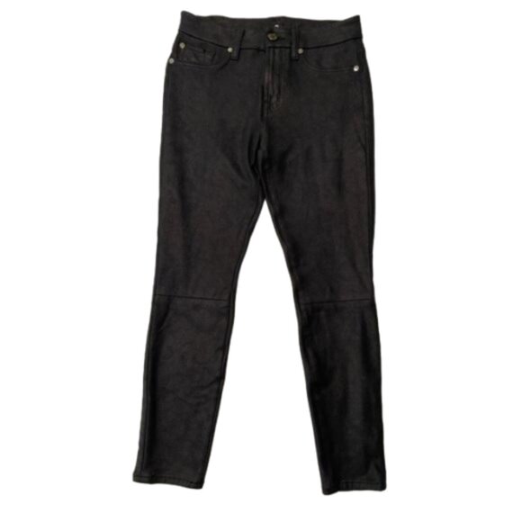 7 For All Mankind Pants - 7 For All Mankind Shiny Spandex Black Skinny Pants Size 26 #1340